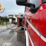 Prato camion in fiamme